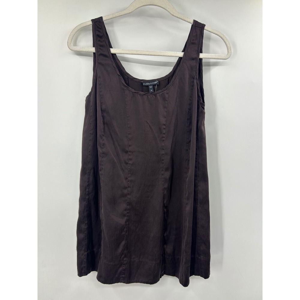 Eileen Fisher Womens Eggplant Silk Blend Scoop Neck Tank Top Size M Sleeveless